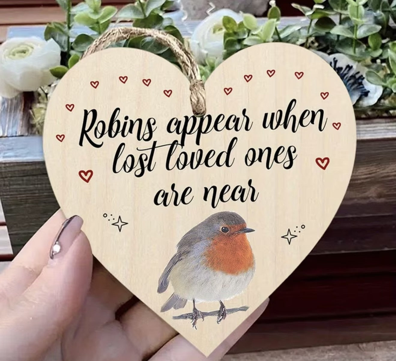 Cream Robin Heart Sign