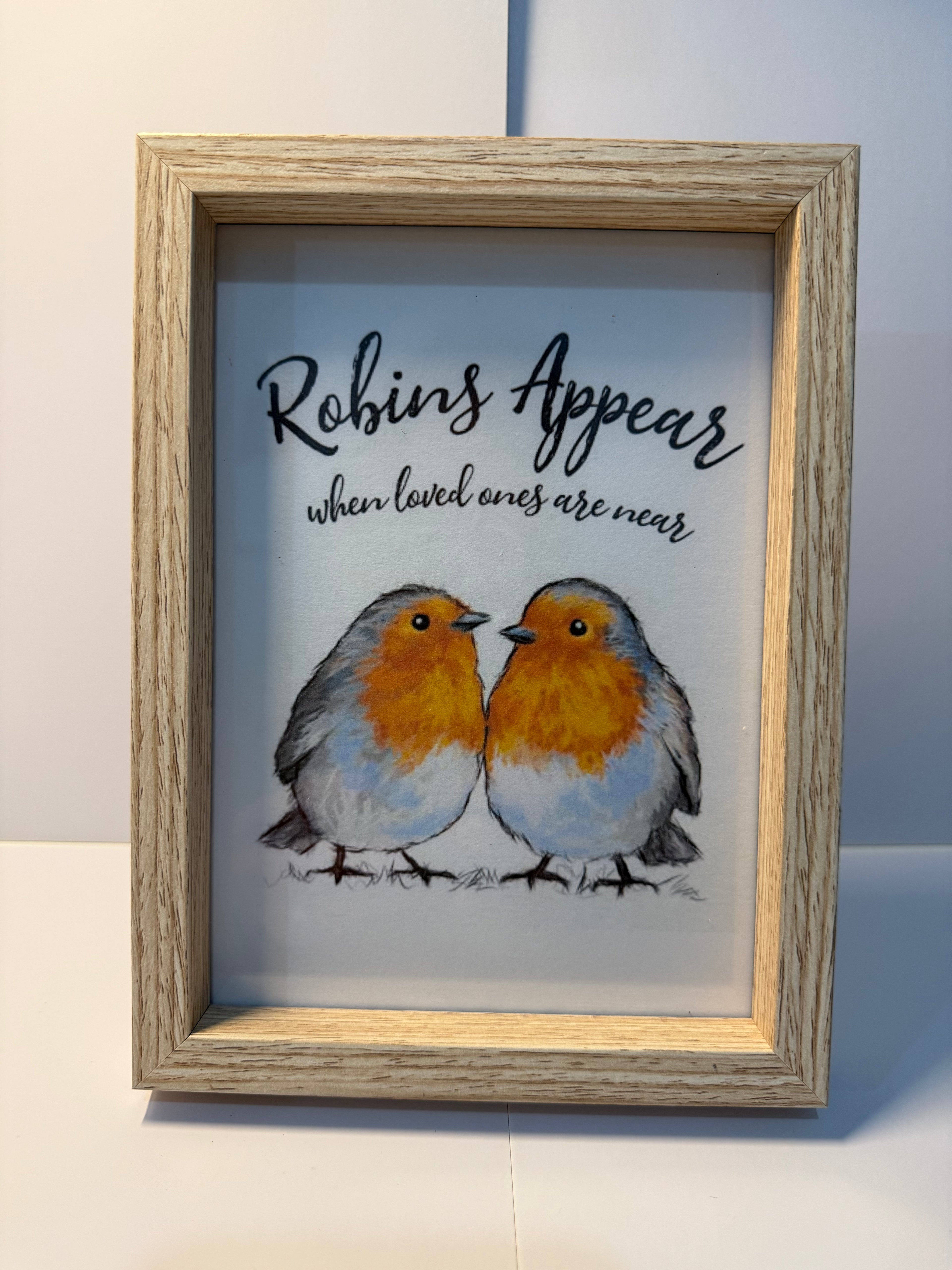 Light Oak Framed Robin Picture