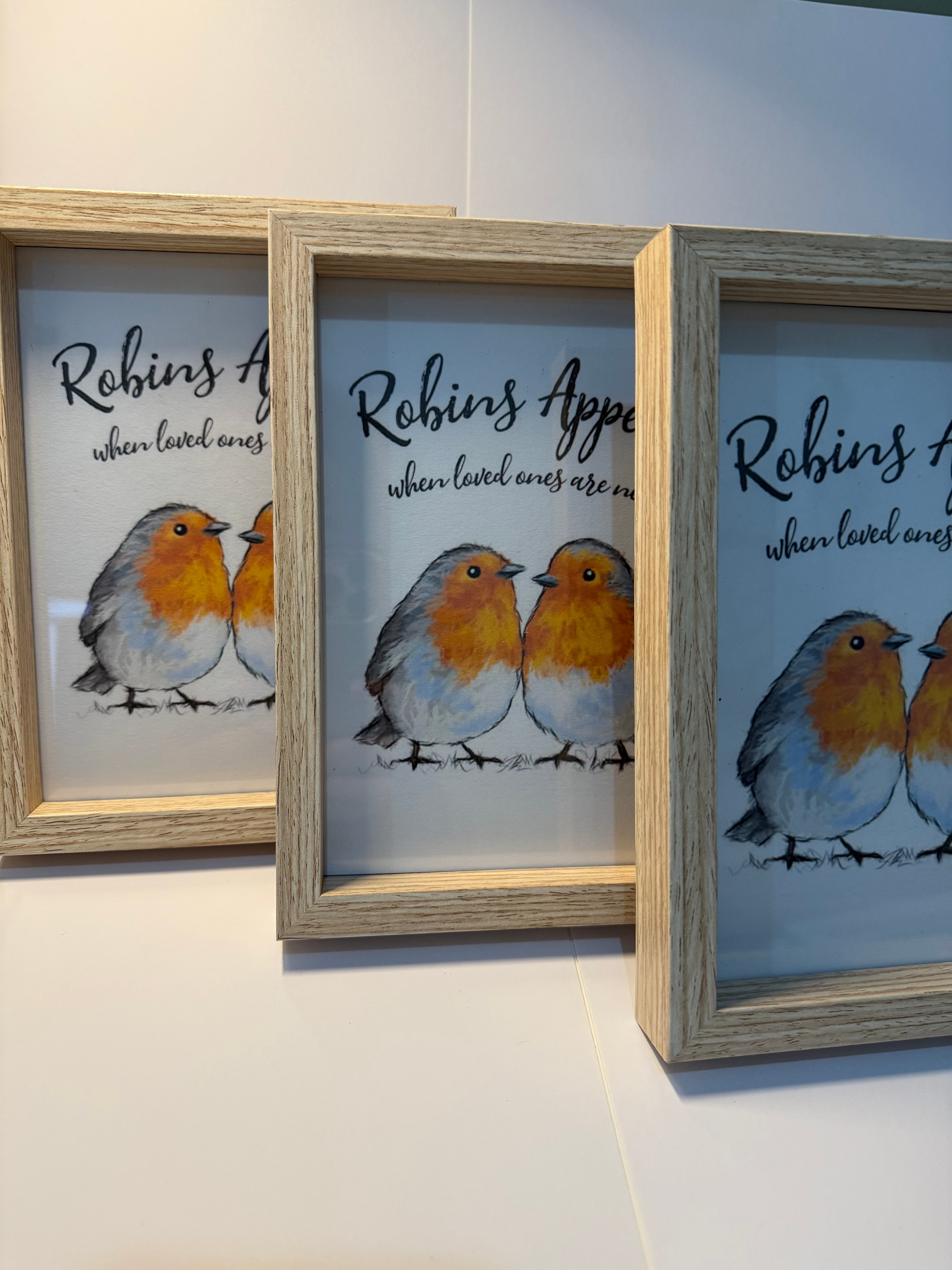 Light Oak Framed Robin Picture
