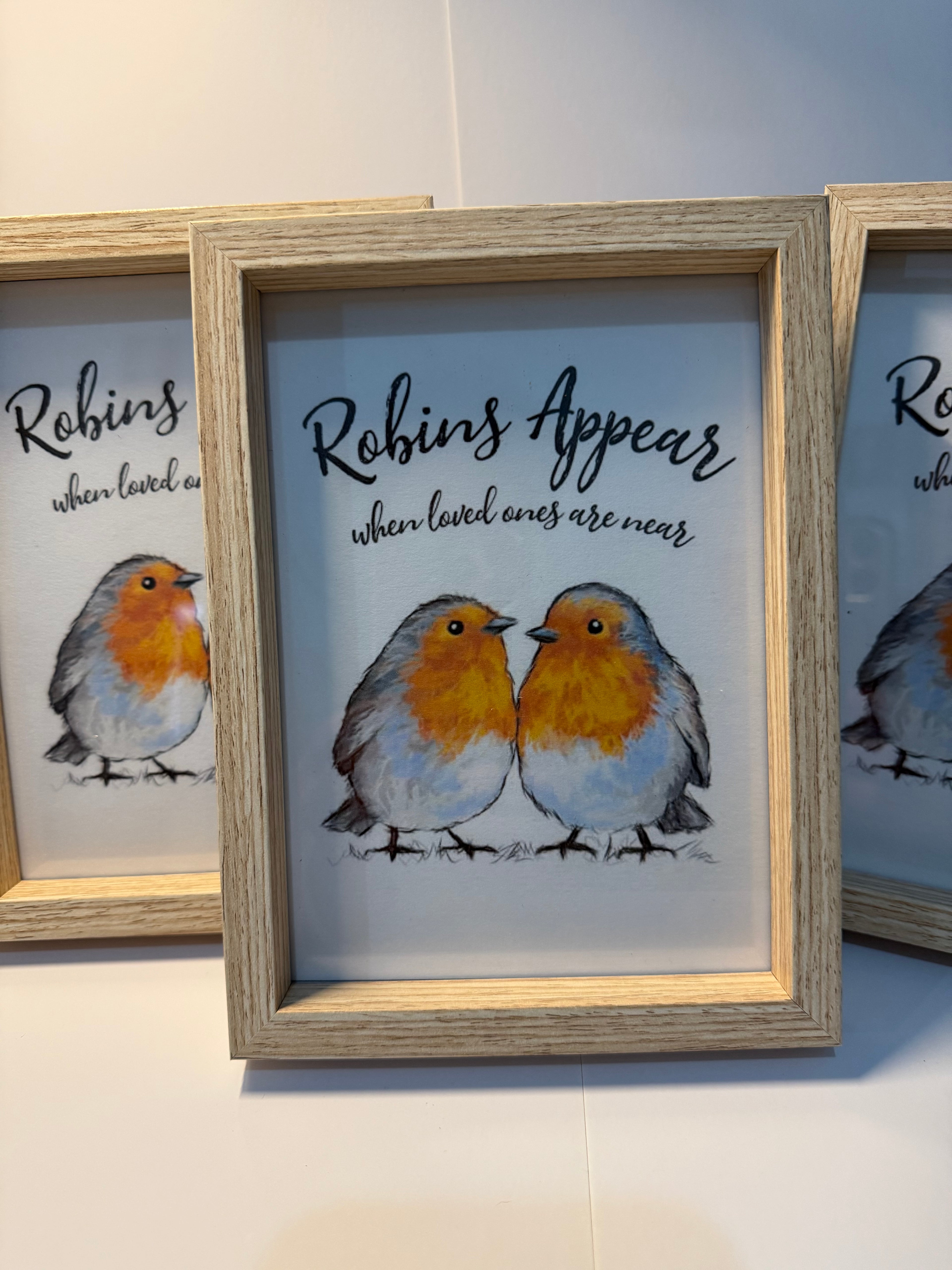 Light Oak Framed Robin Picture