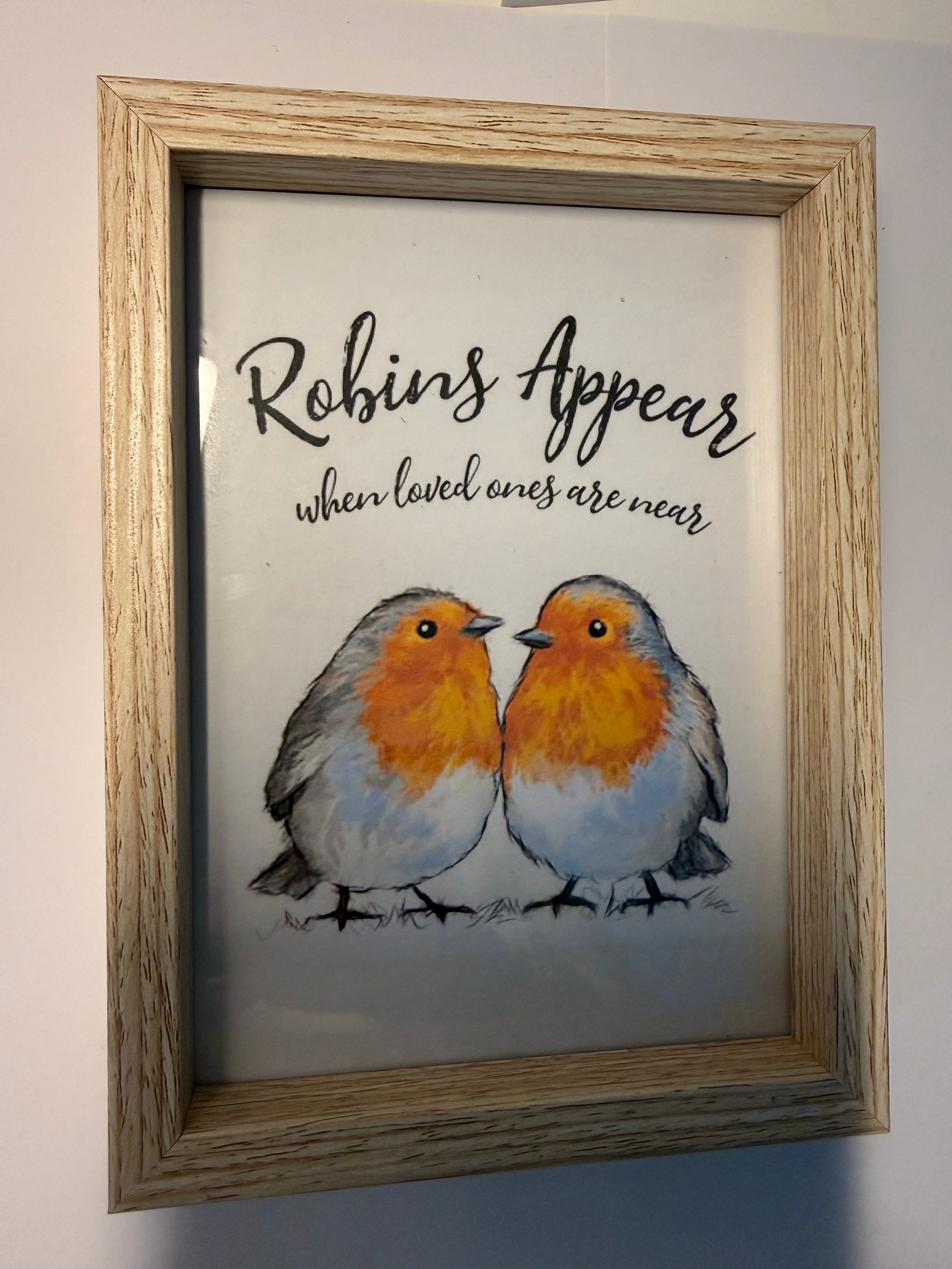 Light Oak Framed Robin Picture