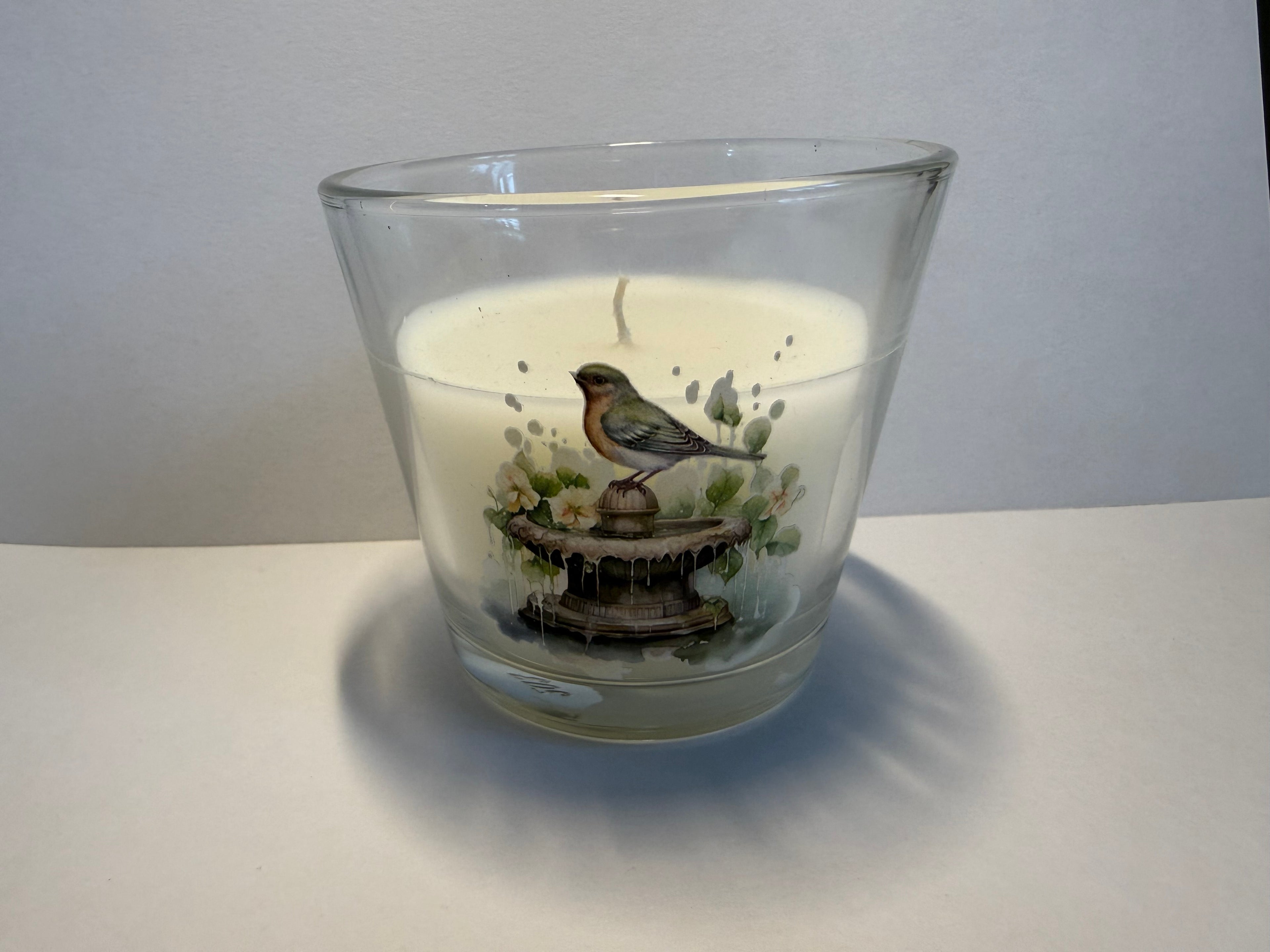 Glass Robin Candle