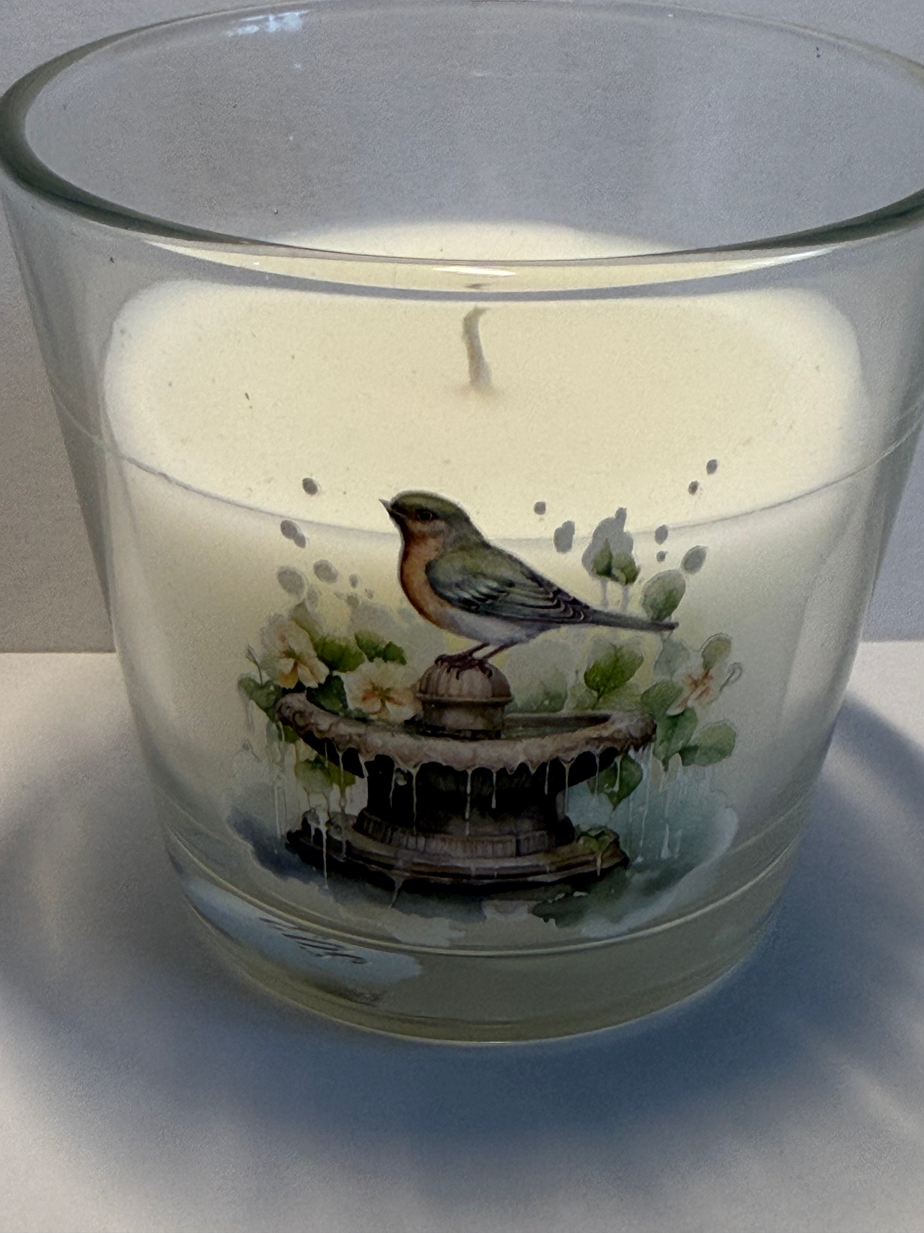Glass Robin Candle