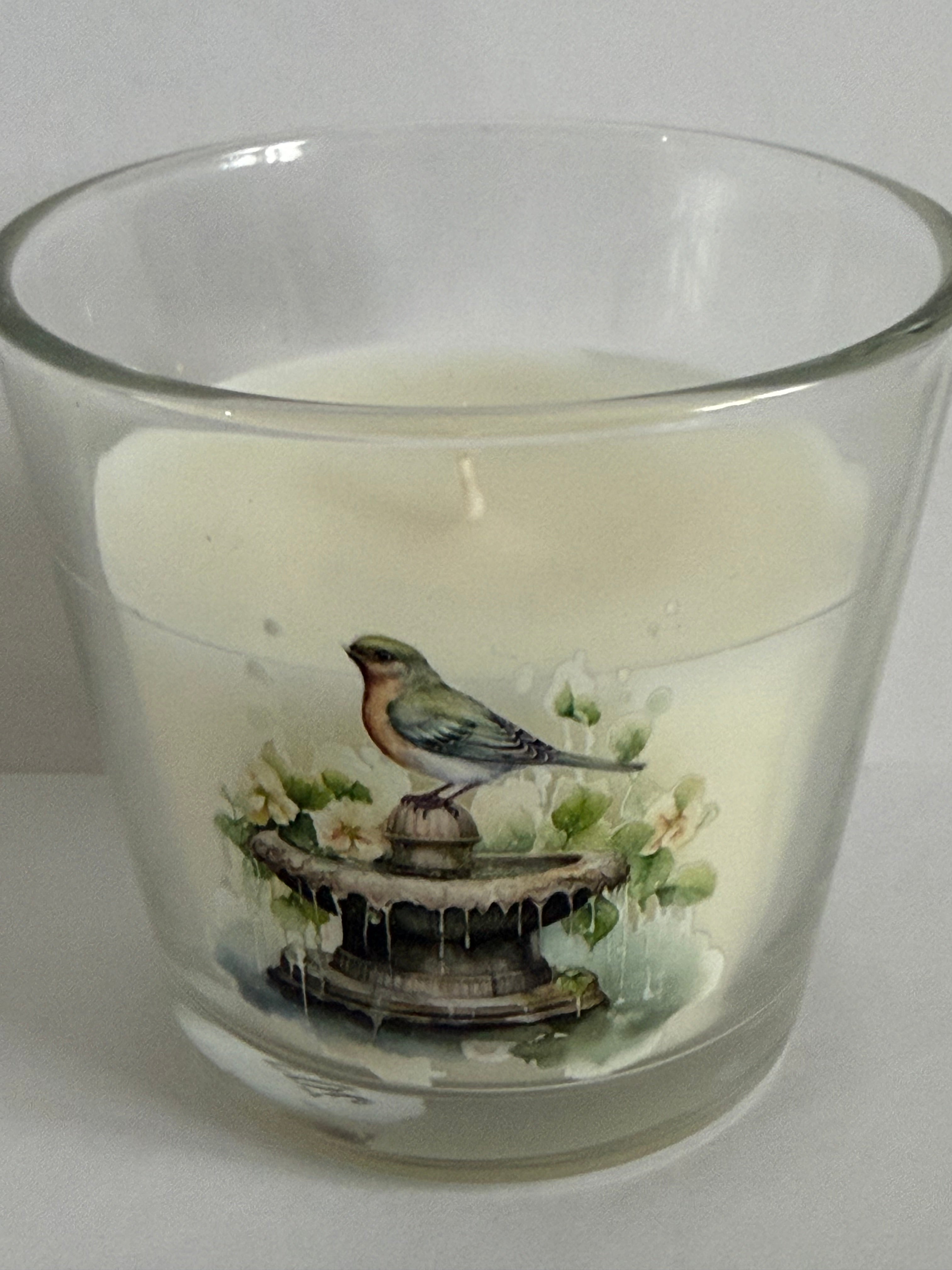 Glass Robin Candle