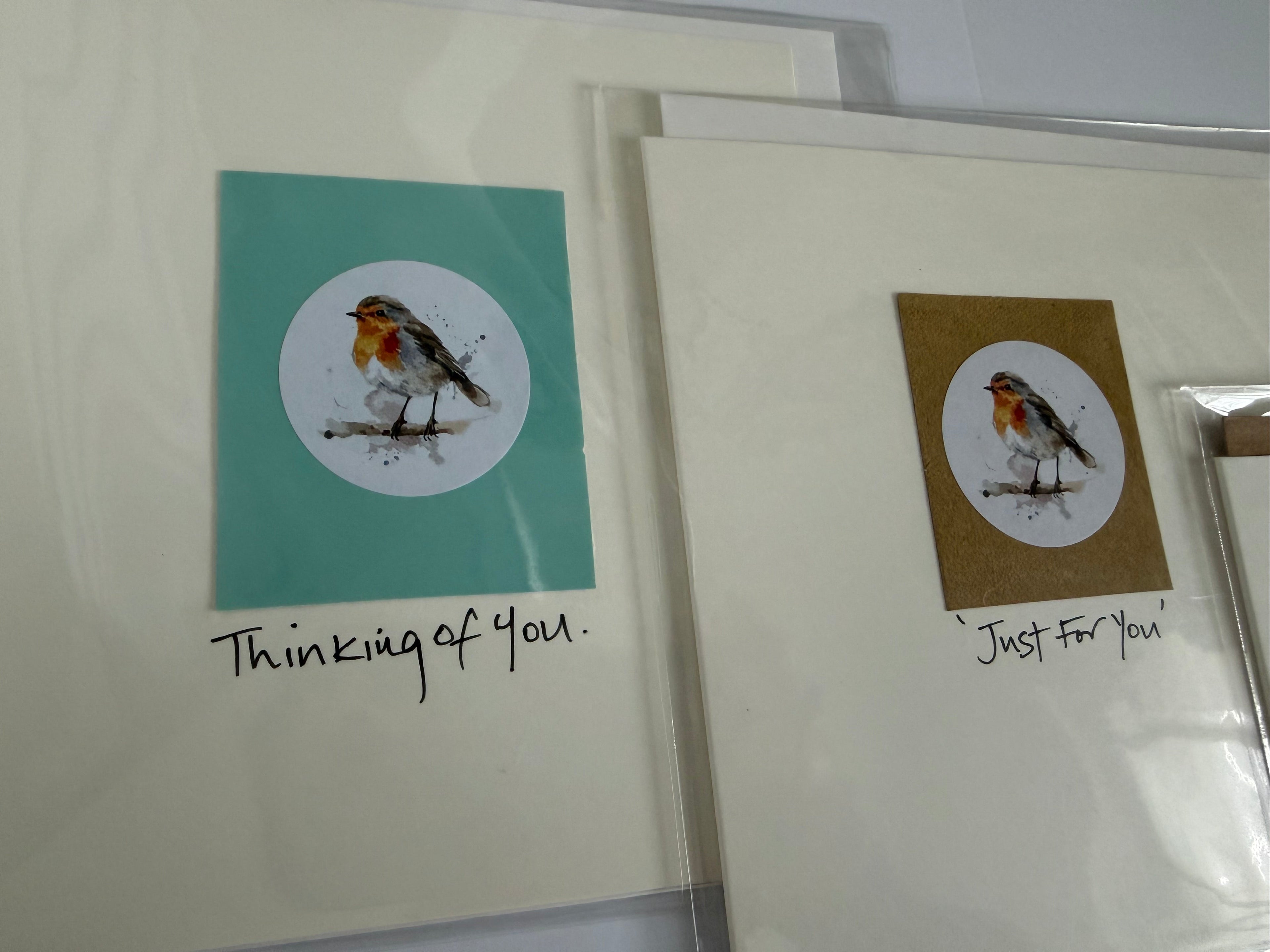 White Robin Greetings Cards