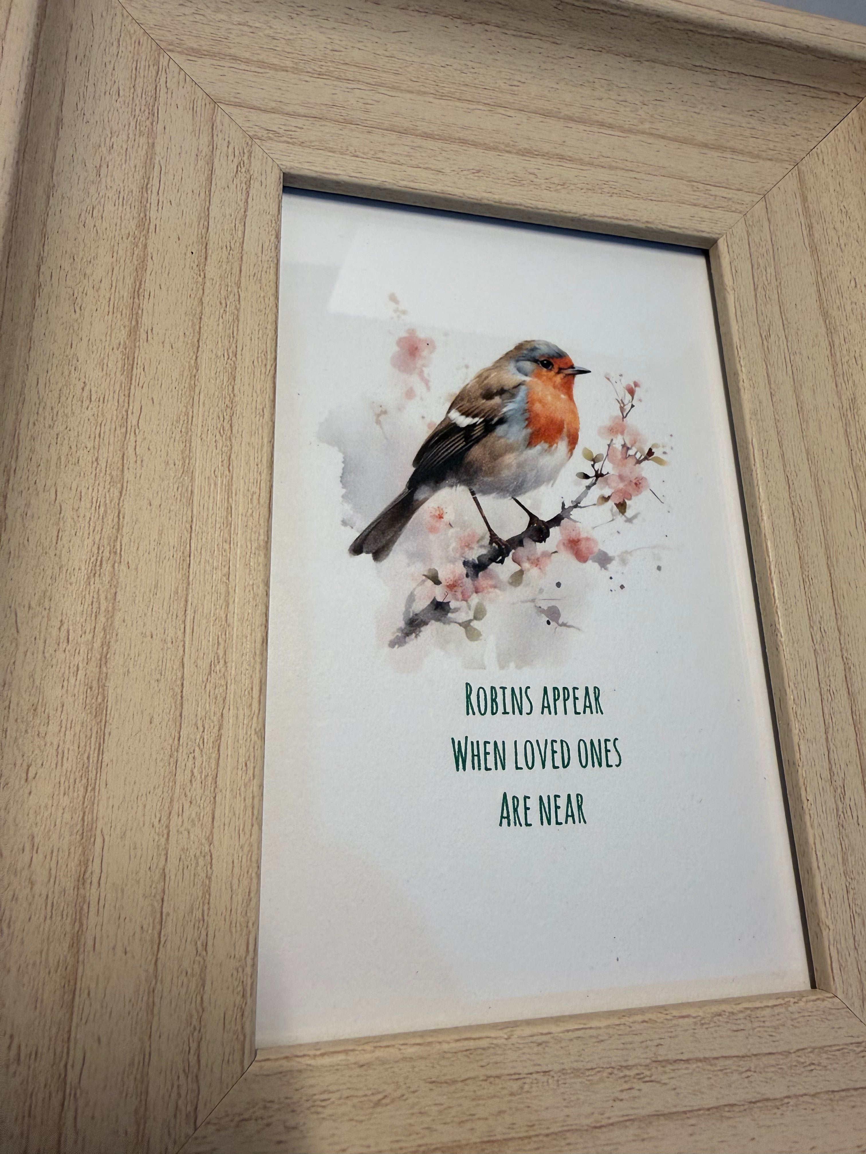 Light Beech Framed Robin Picture