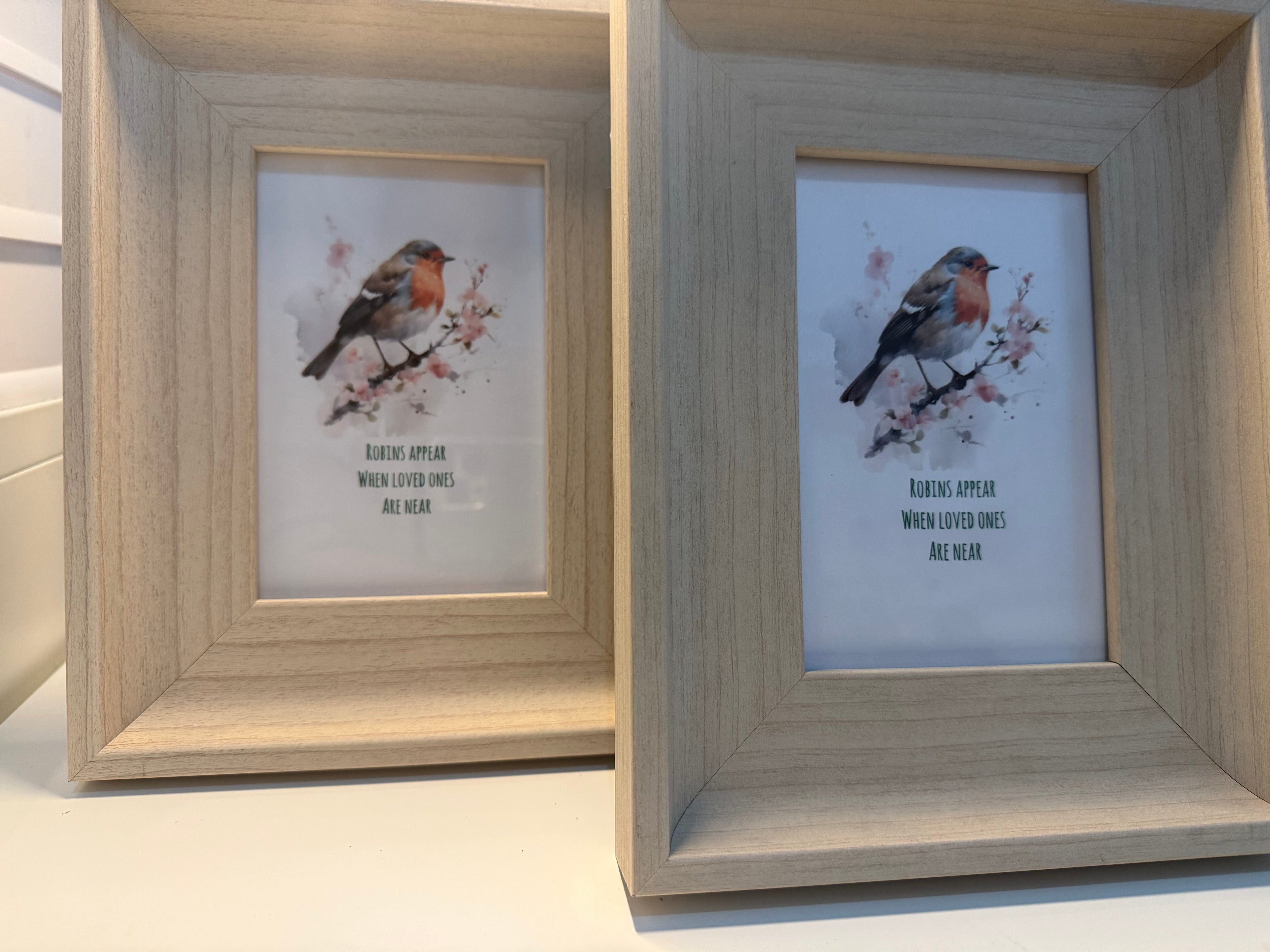 Light Beech Framed Robin Picture