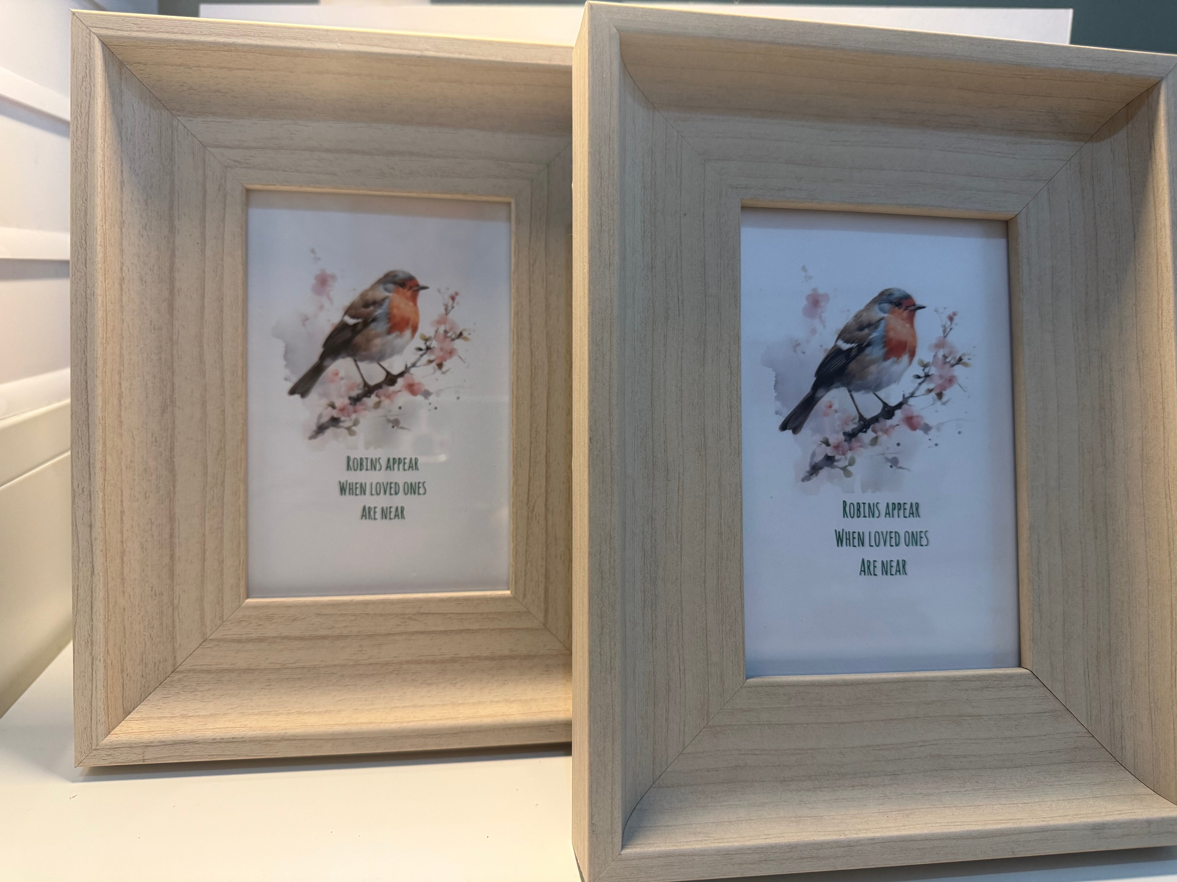 Light Beech Framed Robin Picture