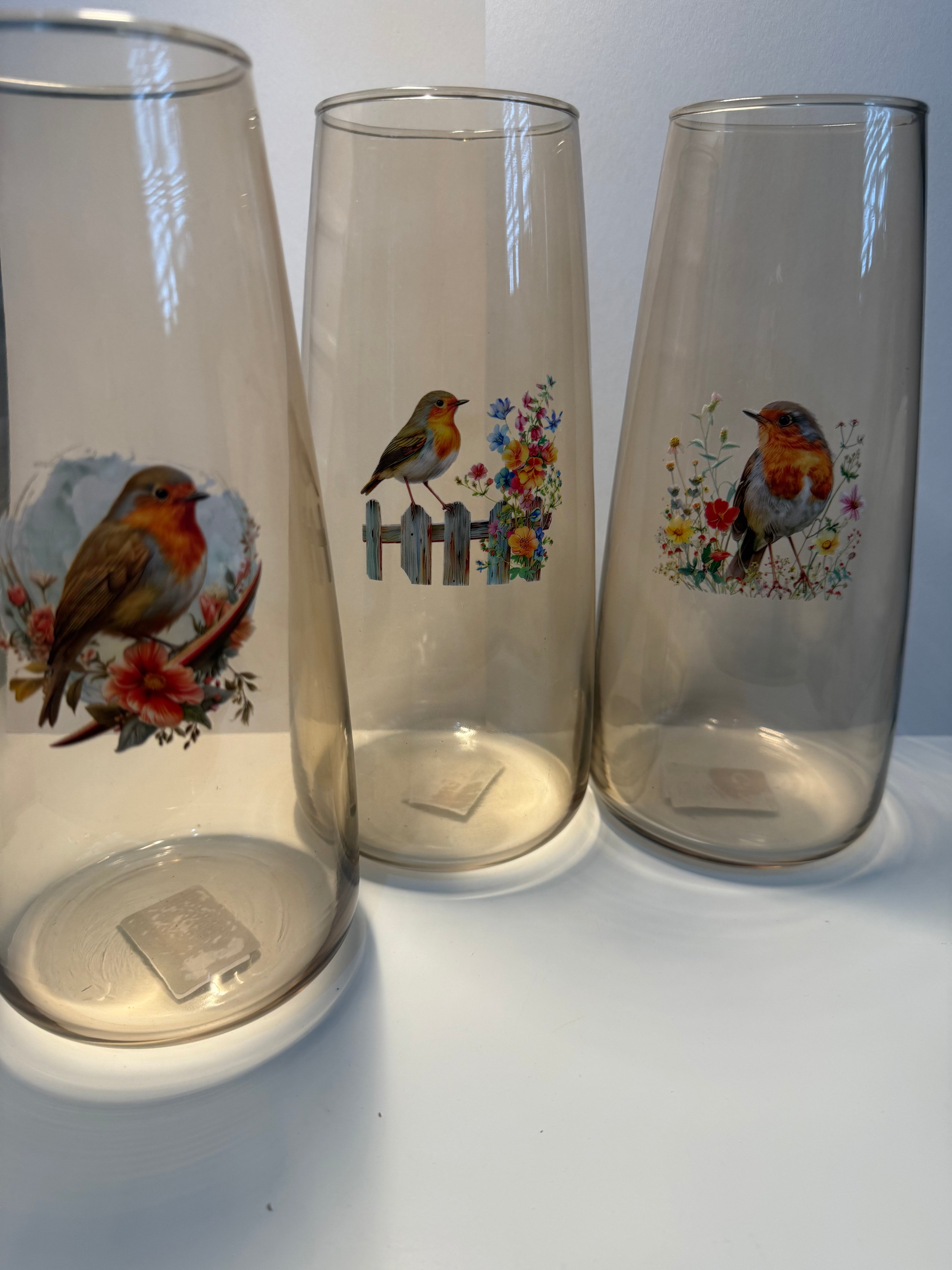 Brown Glass Robin Vase