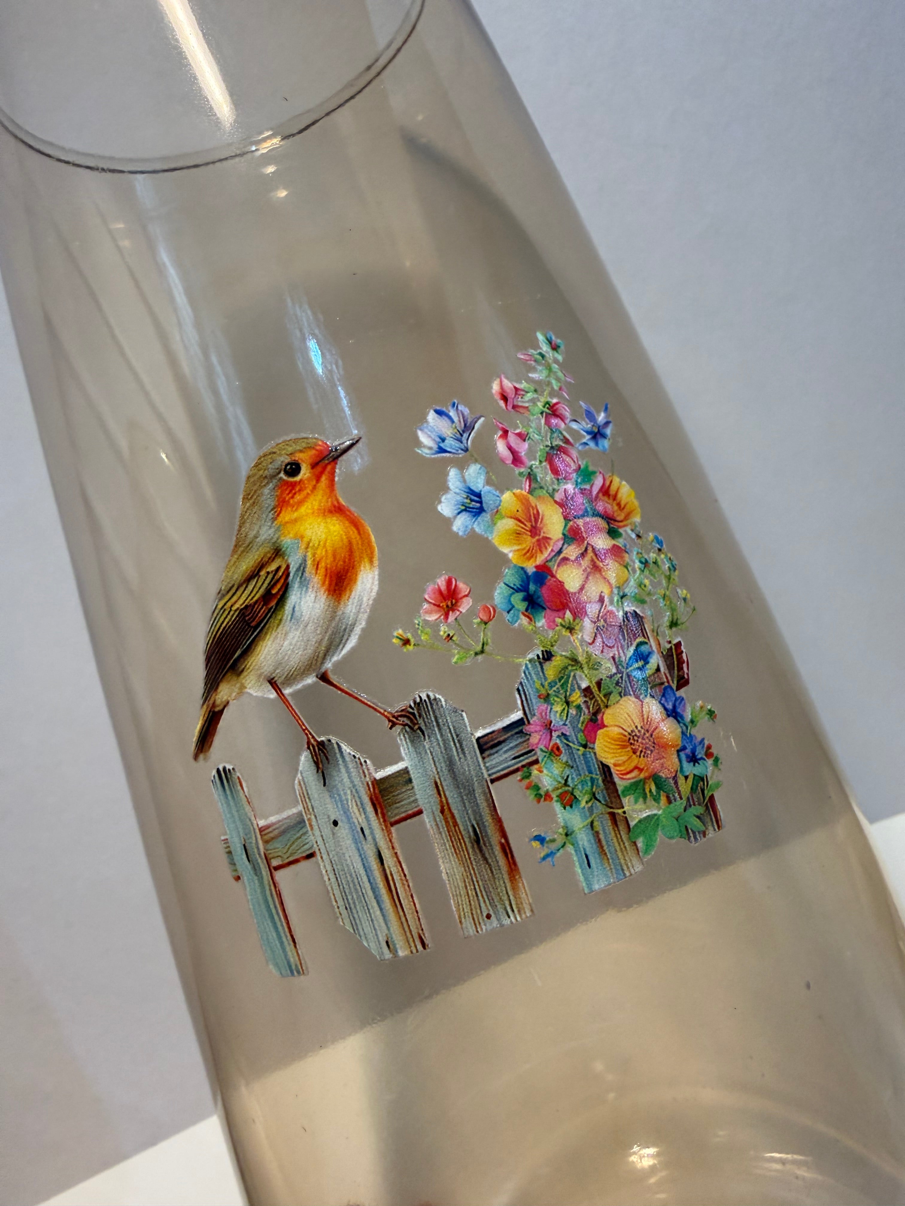 Brown Glass Robin Vase