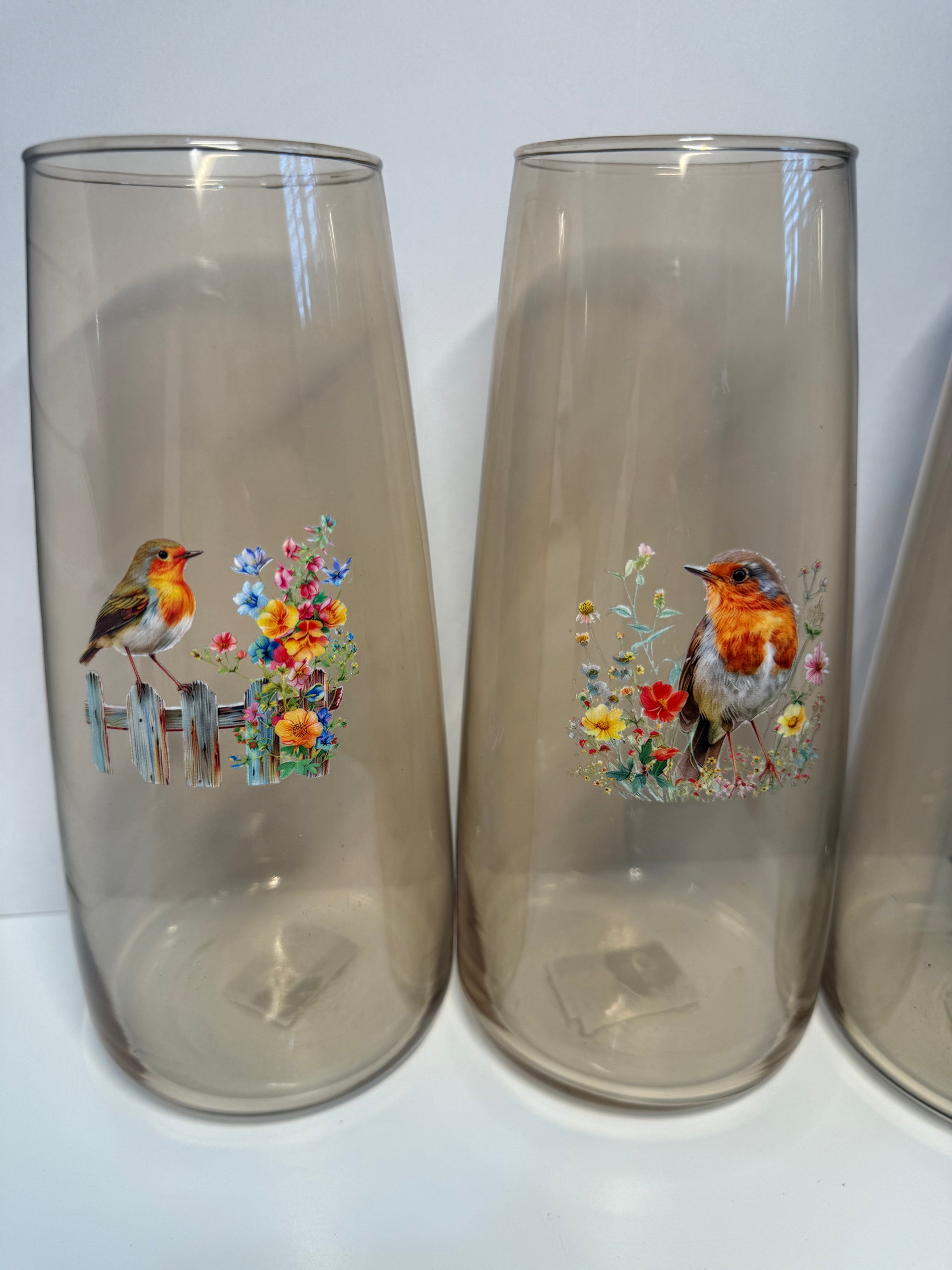 Brown Glass Robin Vase