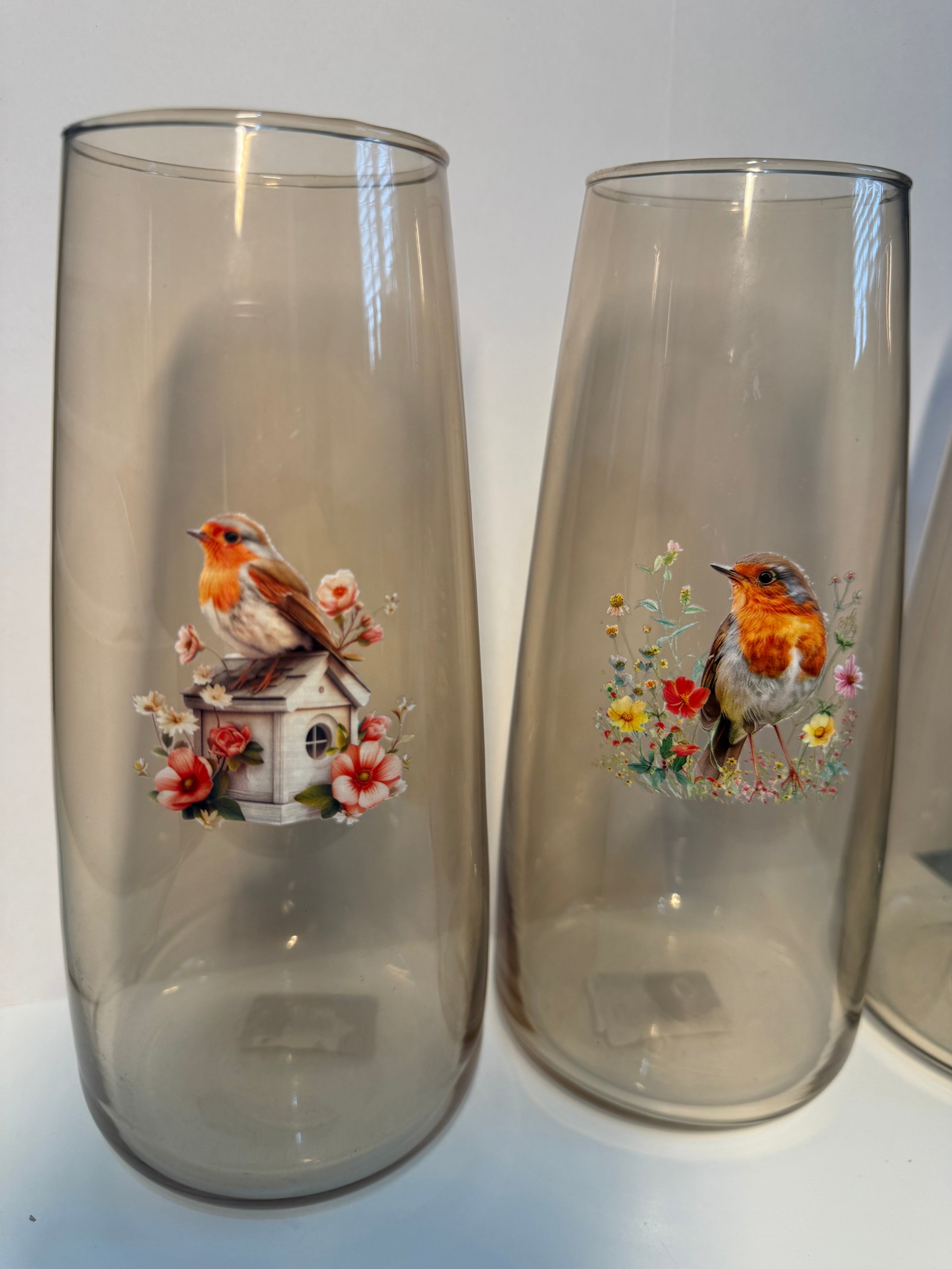 Brown Glass Robin Vase