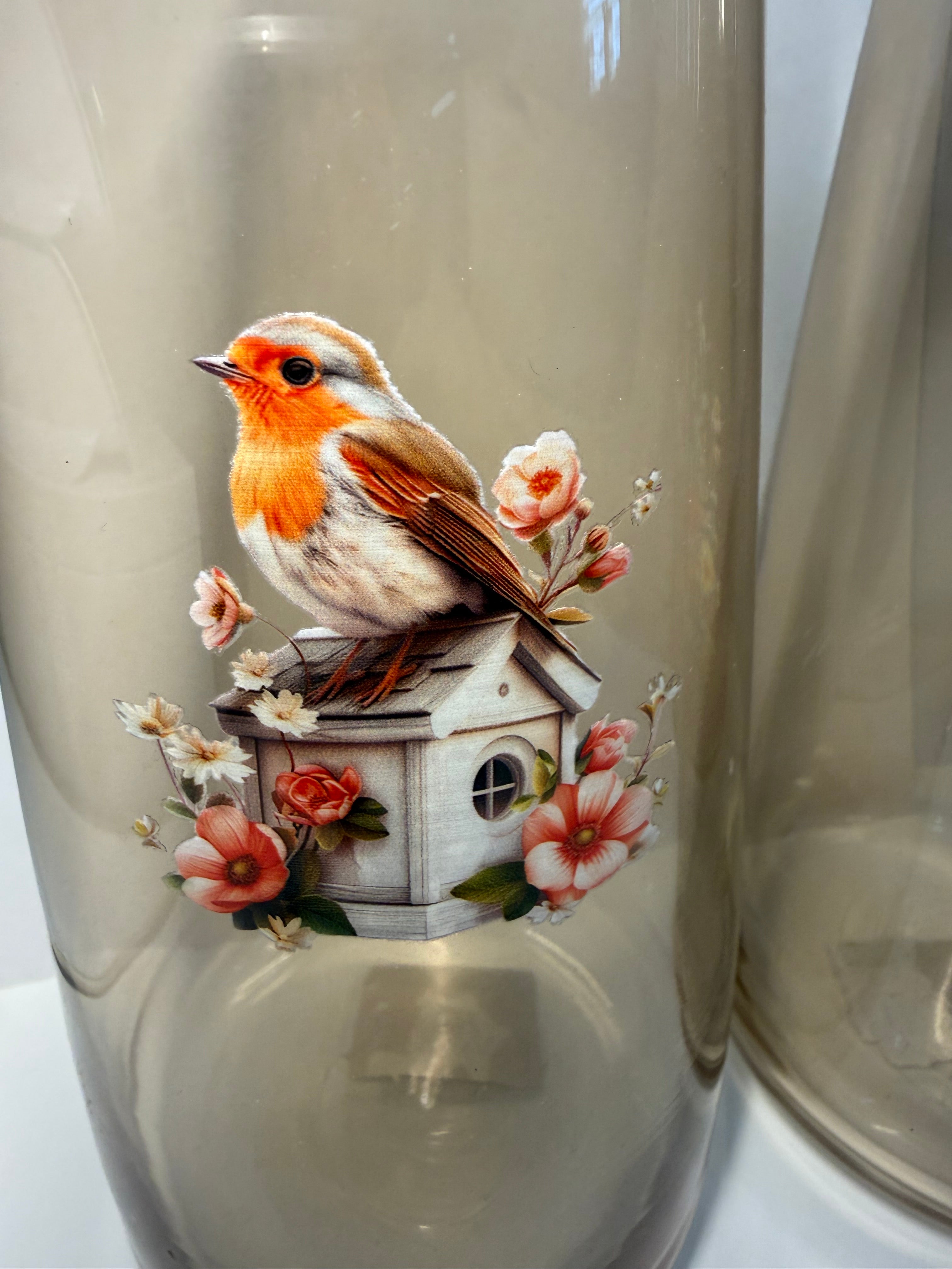 Brown Glass Robin Vase