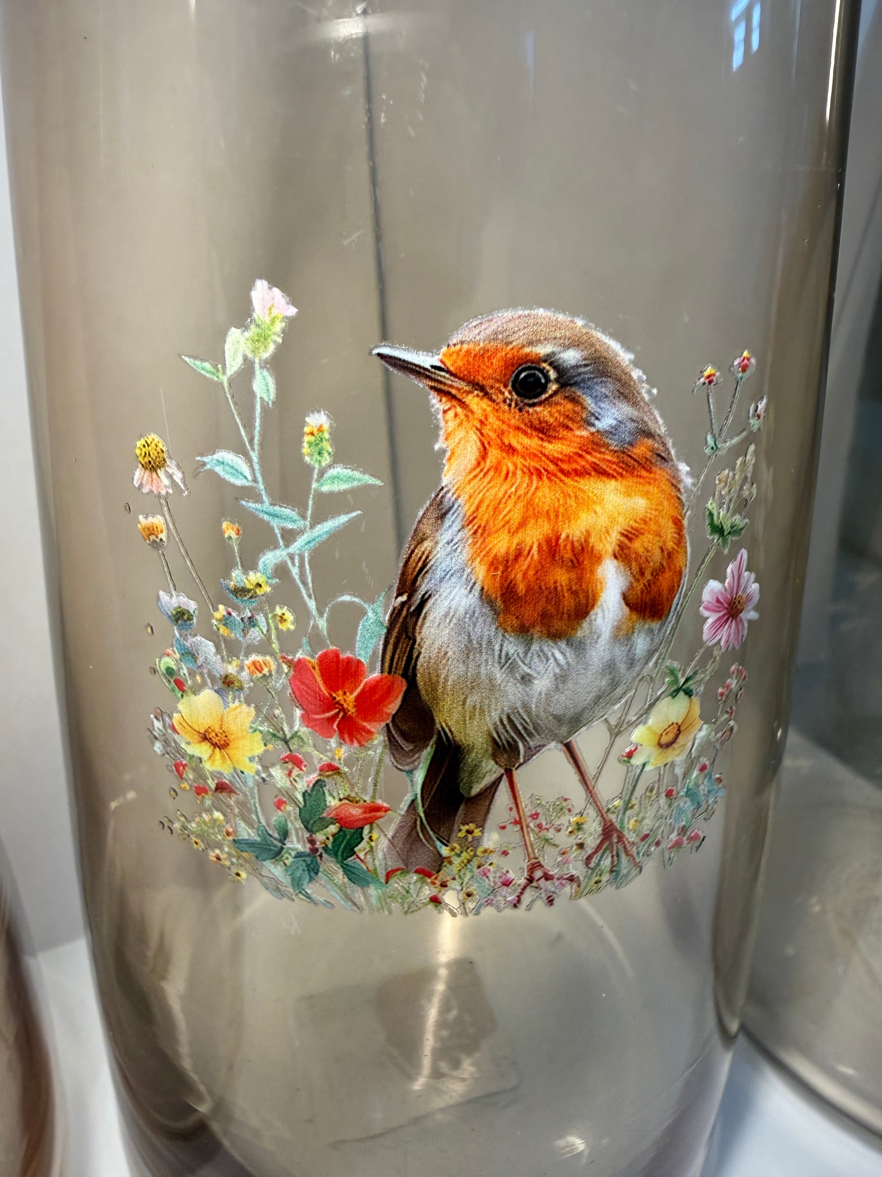 Brown Glass Robin Vase