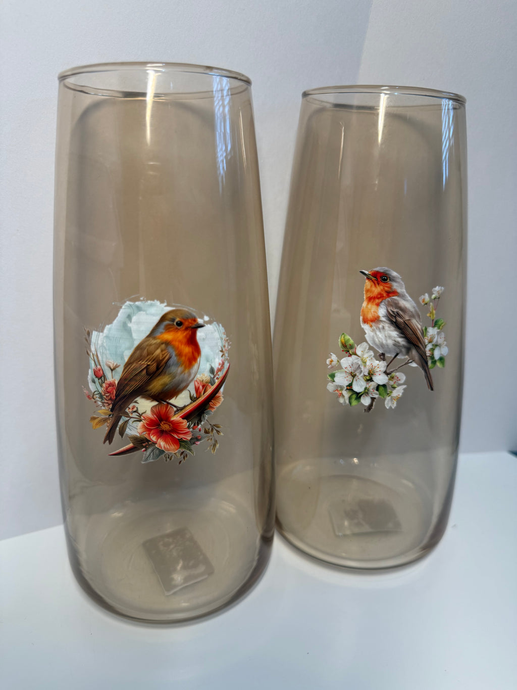 Brown Glass Robin Vase