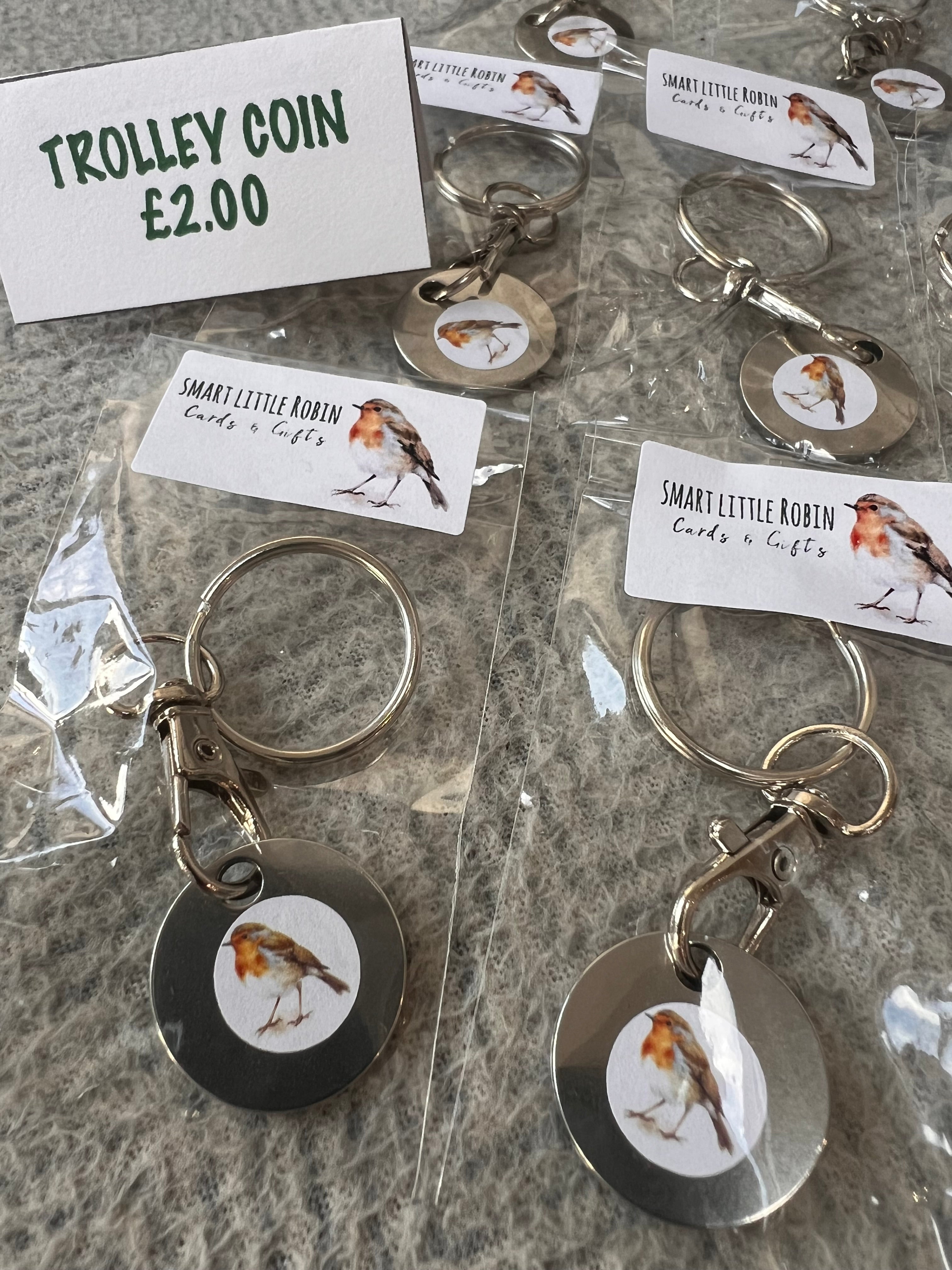 Robin Trolley Coin Keyring