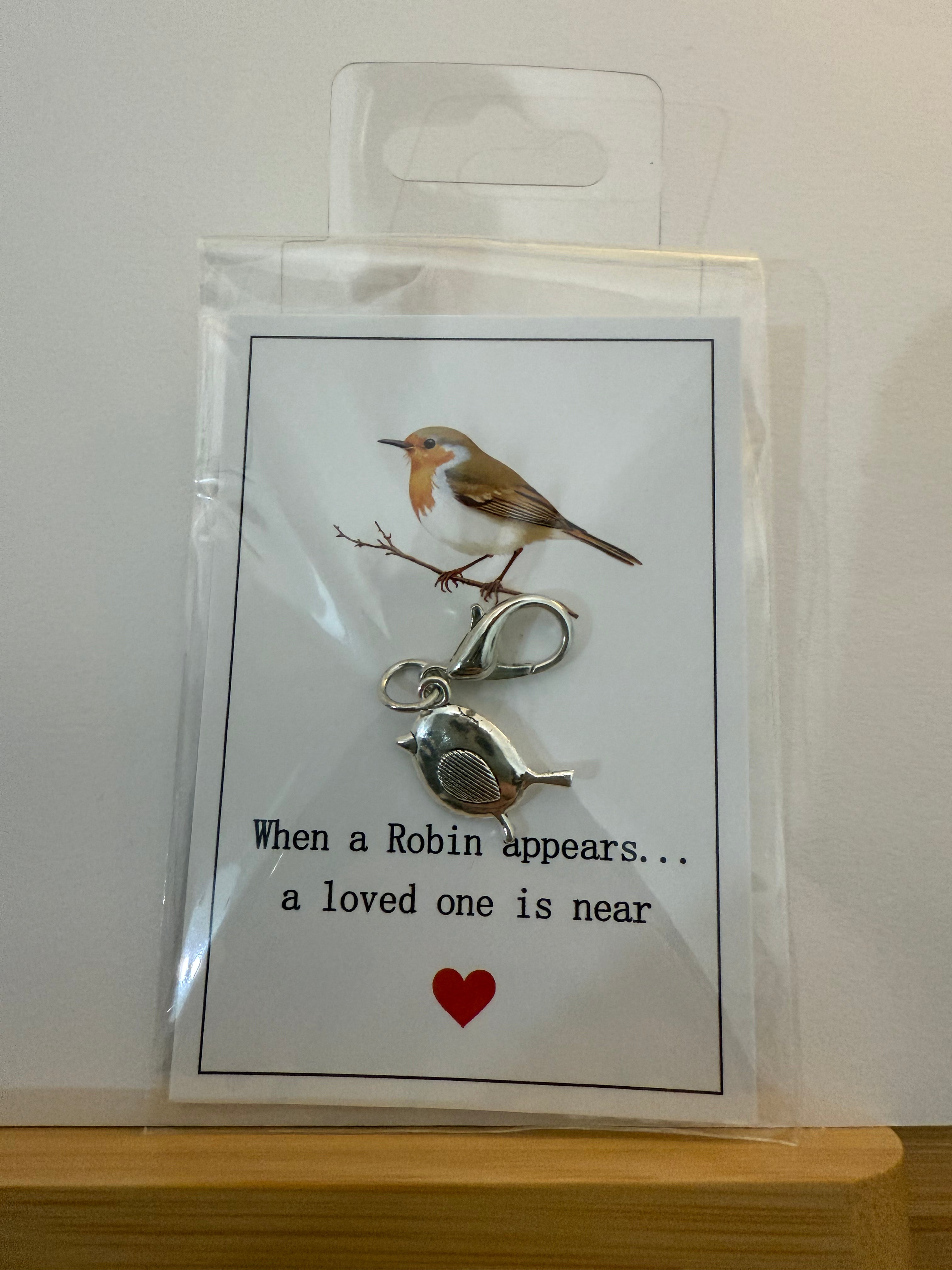 Robin Silver Keyring