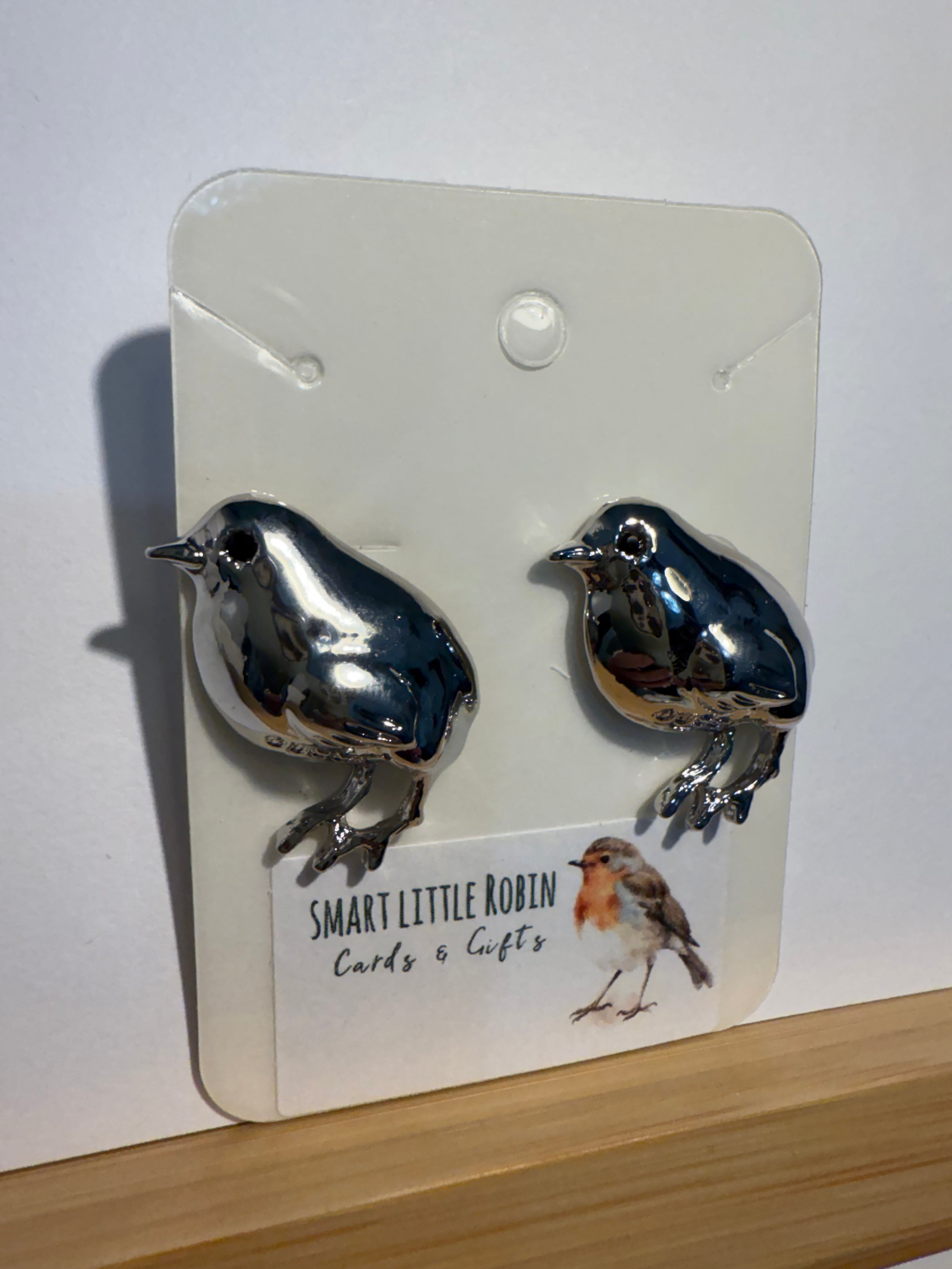 Silver Robin Earrings