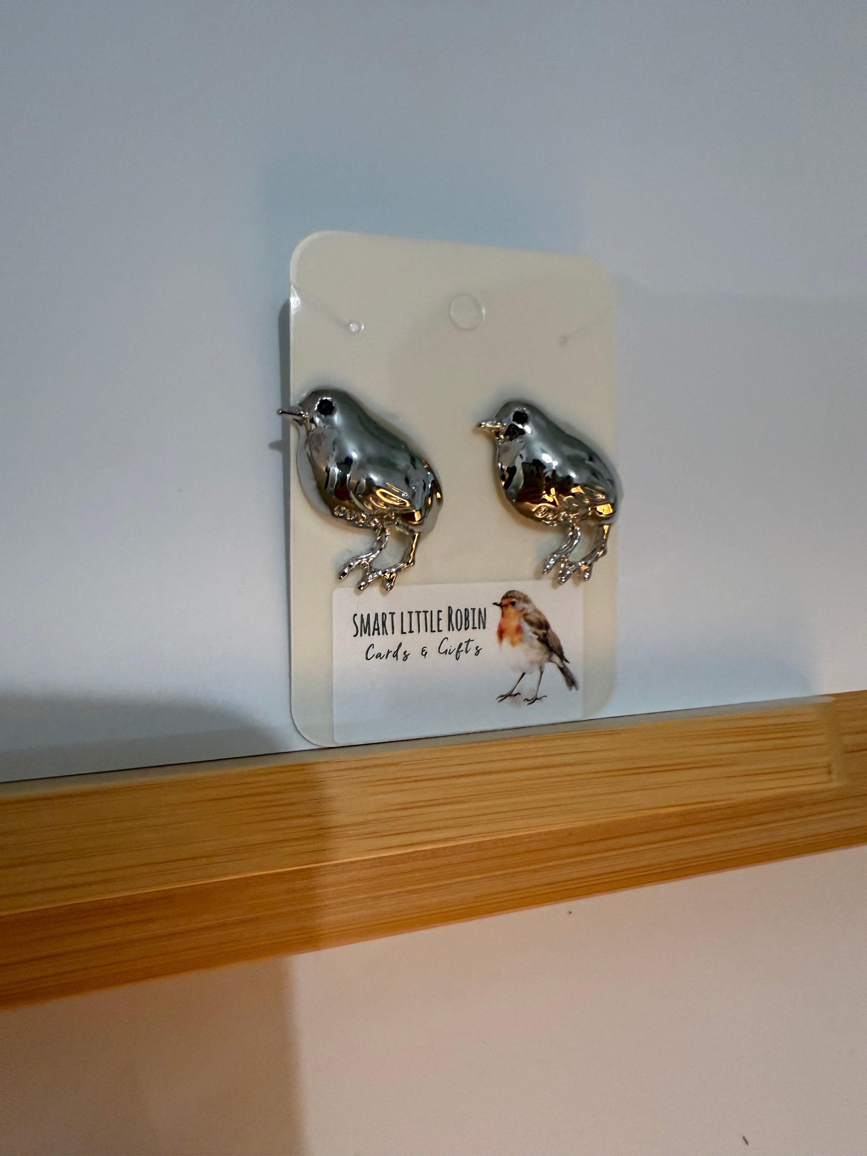 Silver Robin Earrings
