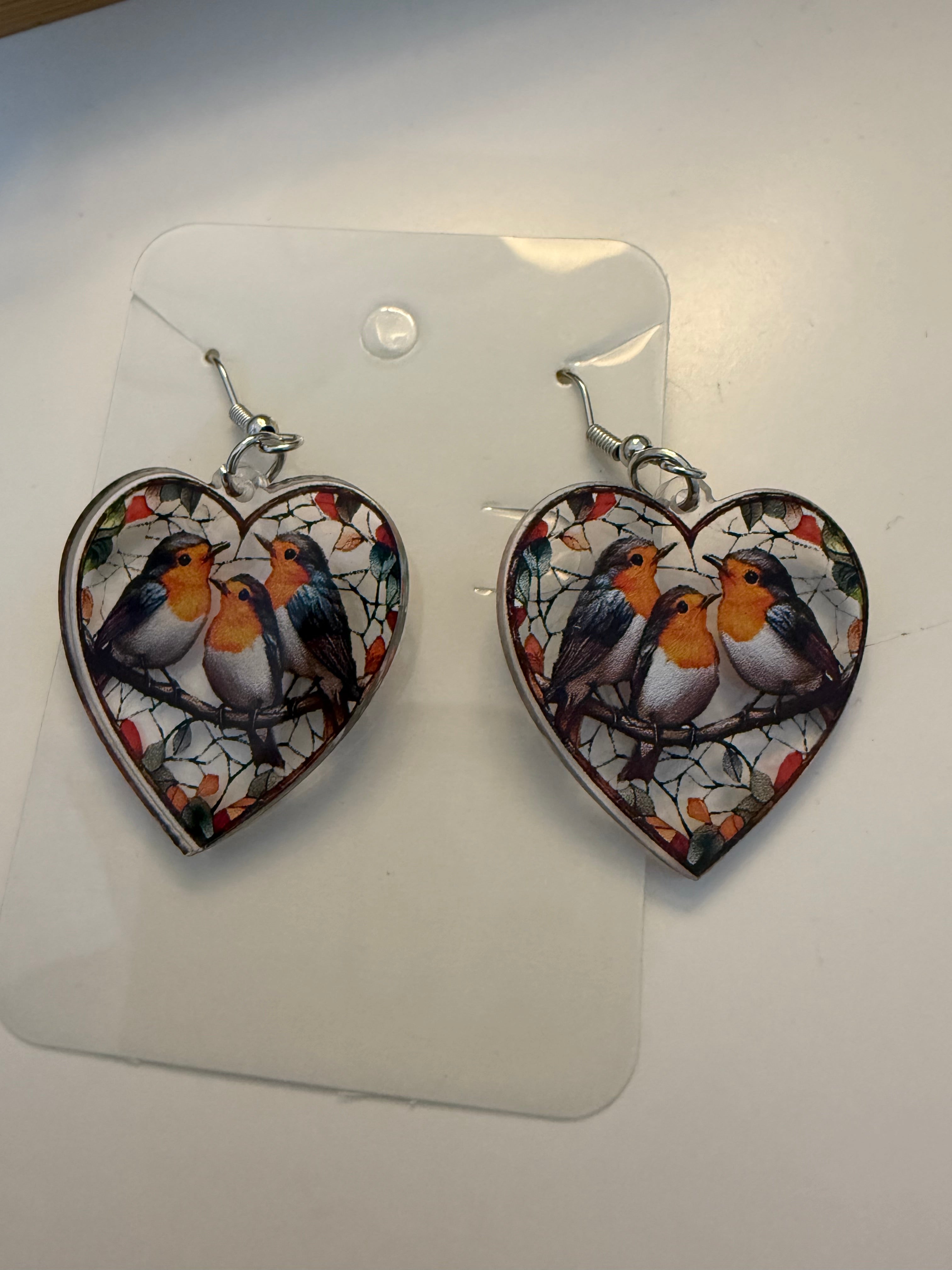 Robin Heart Earrings