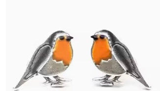 Silver Robin Earrings