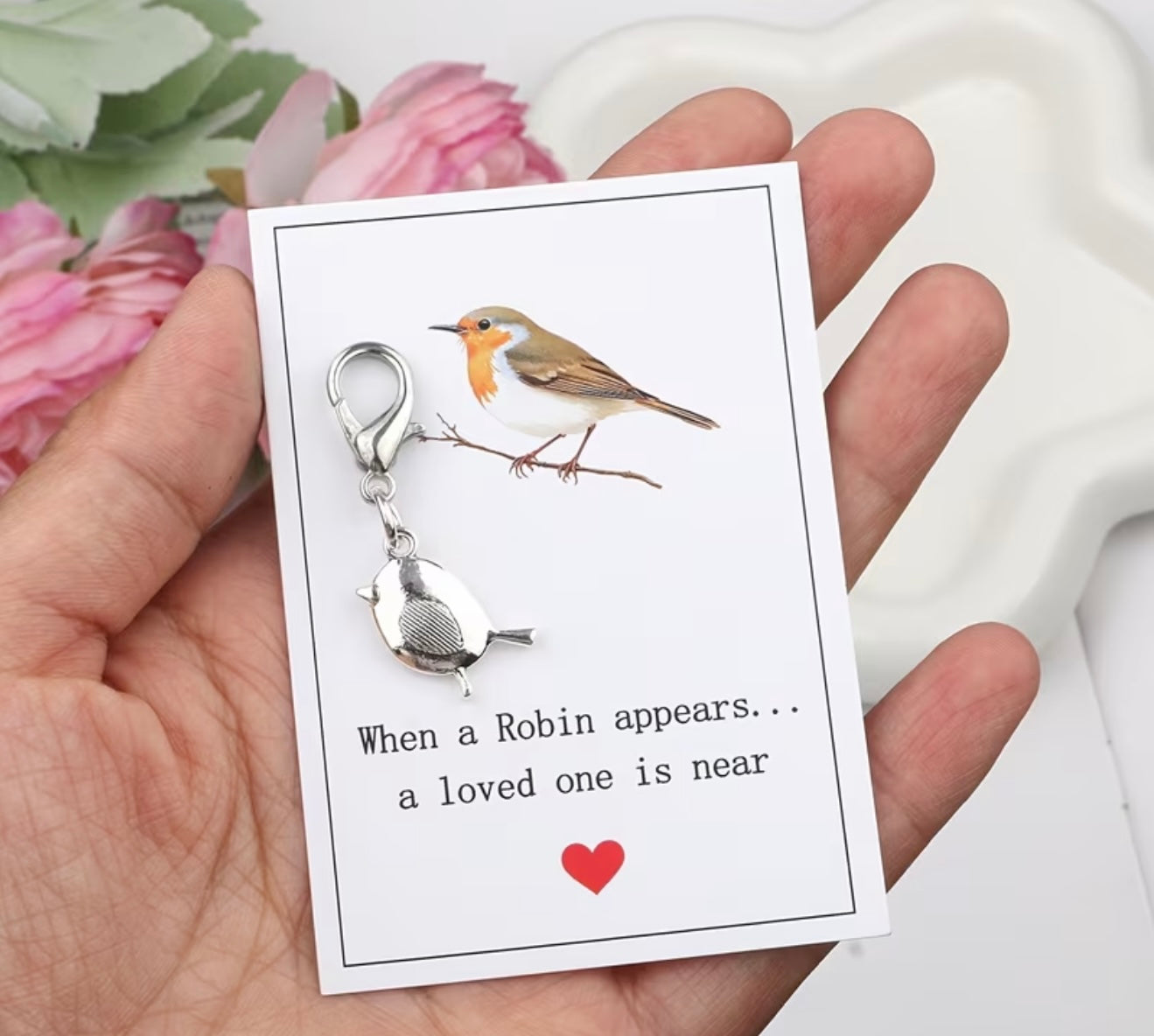 Robin Silver Keyring